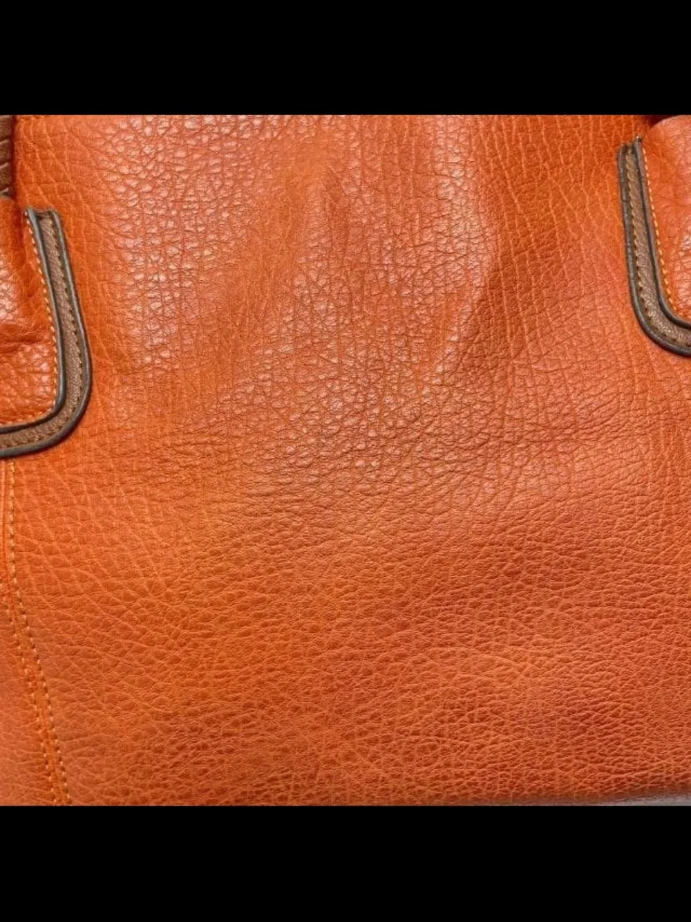 Mulberry Orange Leather Tote with Braided Brown Handles